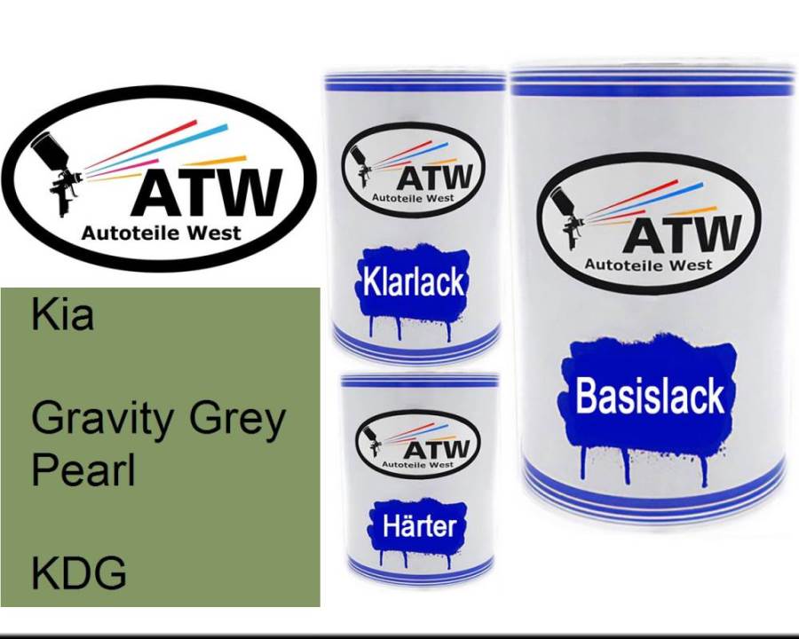 Kia, Gravity Grey Pearl, KDG: 500ml Lackdose + 500ml Klarlack + 250ml Härter - Set, von ATW Autoteile West.